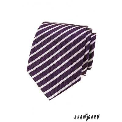 Fialová pánská kravata s proužky