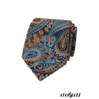 Modrá kravata s barevným paisley vzorem
