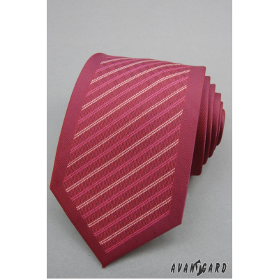 Pánská kravata bordó s pruhy