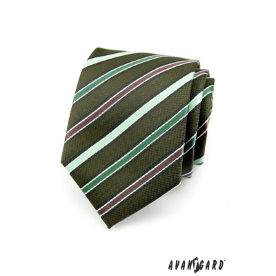 Pánská kravata - zelená s proužky