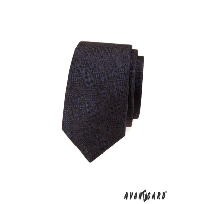 Hnědá strukturovaná kravata s Paisley vzorem