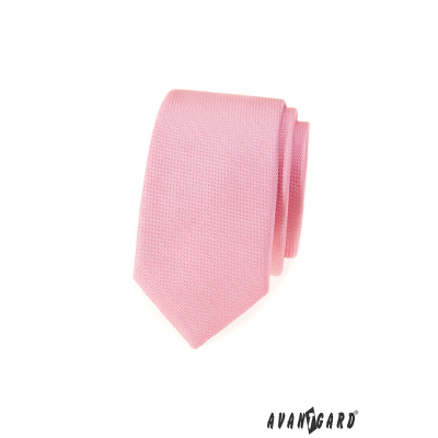 Růžová strukturovaná slim kravata