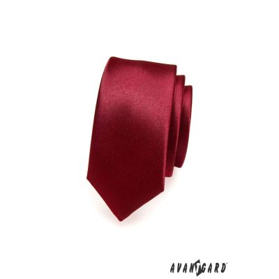 Hladká úzká bordó kravata SLIM