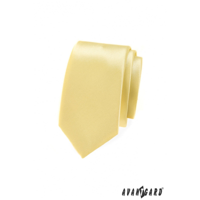 Jednobarevná, světle žlutá kravata SLIM