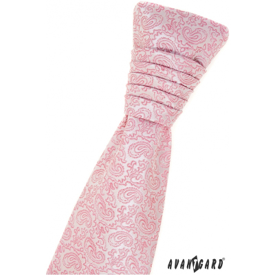 Francouszká kravata pudrovo růžový Paisley vzor
