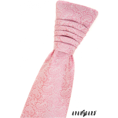 Pudrově růžová francouzská kravata se vzorem Paisley