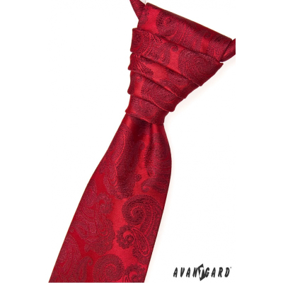 Červená svatební kravata s paisley motivy