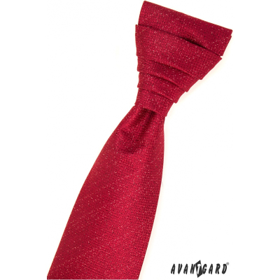 Červená francouzská kravata v sadě s kapesníčkem
