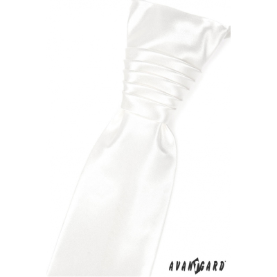 Bílá hladká svatební kravata lesklá