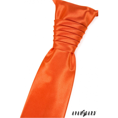 Výrazná oranžová svatební kravata s kapesníčkem
