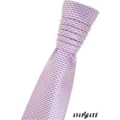 Francouzská kravata s fialovými proužky a kapesníčkem