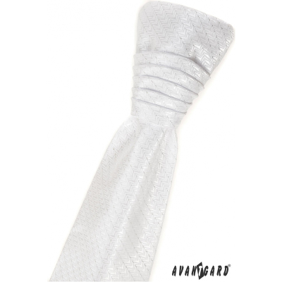 Francouzská bílá kravata s lesklým proužkem