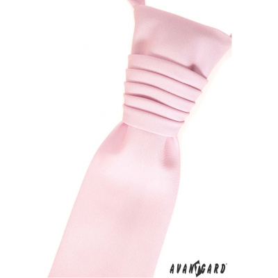 Jemně růžová svatební kravata mat