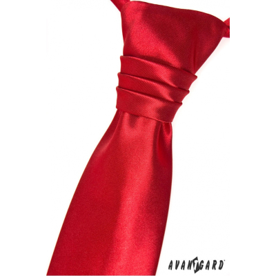 Červená francouzská kravata pro chlapce + kapesníček