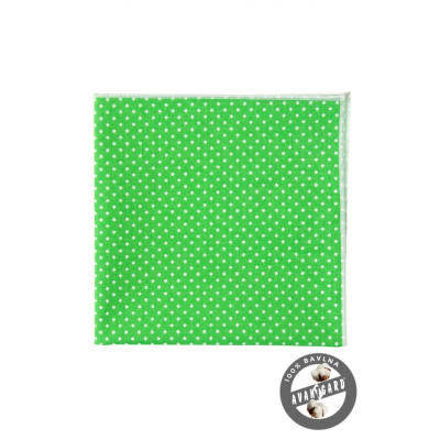 Pánský kapesníček zelená s bílým puntíkem