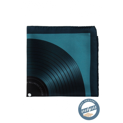 Hedvábný modrý kapesníček gramofonová deska