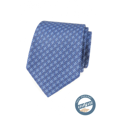 Světle modrá vzorovaná hedvábná kravata
