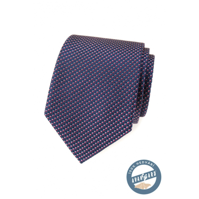 Hedvábná kravata s modro-červeným vzorem