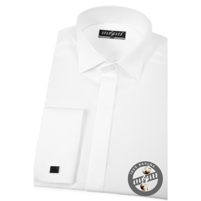 Bílá piké smokingová košile s dvojitou manžetou