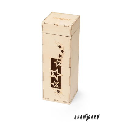 Dřevěná dárková krabička s hvězdičkami