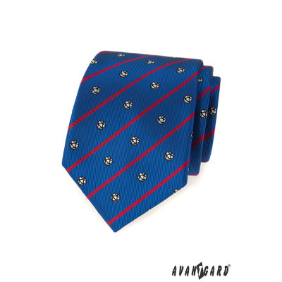 Modrá kravata fotbal s červeným pruhem