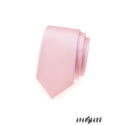 Růžová jemně strukturovaná SLIM kravata