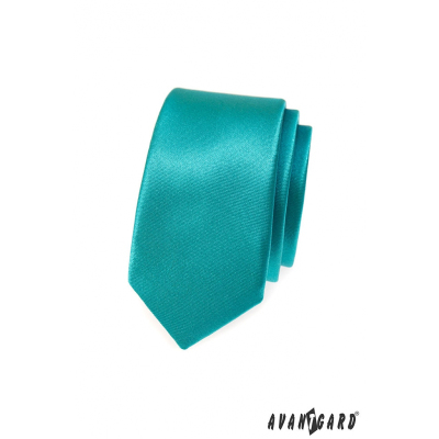 Úzká slim kravata tyrkysové barvy