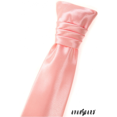 Růžová francouzská kravata pro chlapce + kapesníček