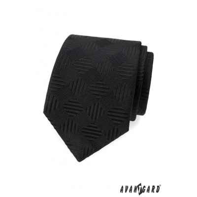Černá kravata s čtvercovým vzorem