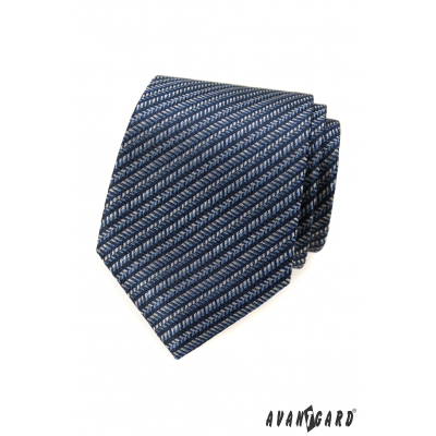 Modrá kravata s pruhovaným vzorem