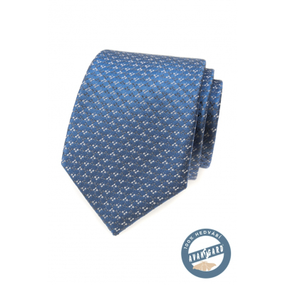 Modrá hedvábná kravata se vzorem