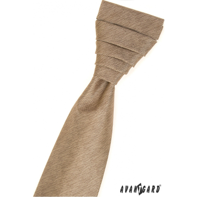 Béžová francouzská kravata v sadě s kapesníčkem