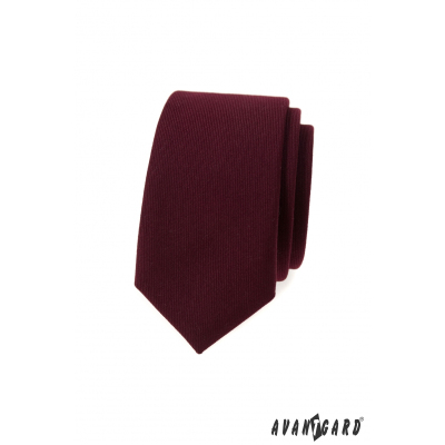 Slim kravata v barvě bordó