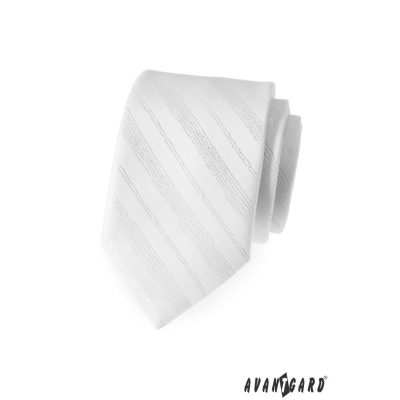 Pánská kravata bílá lesklé linky