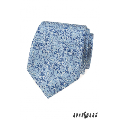 Modrá kravata s elegantním Paisley vzorem