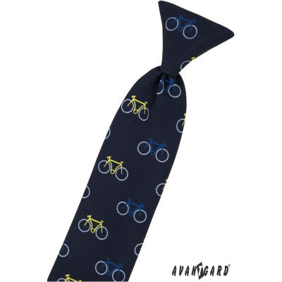 Modrá dětská kravata 31 cm, barevné jízdní kolo