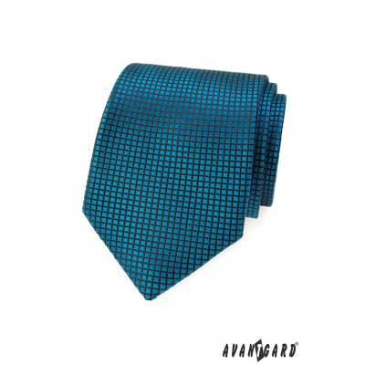 Tyrkysová kravata s mřížkovaným vzorem