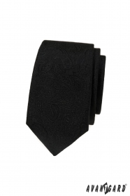 Černá úzká kravata s paisley motivem