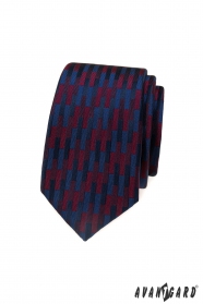 Úzká kravata s barevným geometrickým vzorem