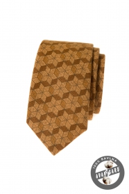 Bavlněná kravata s okrové žlutým vzorem