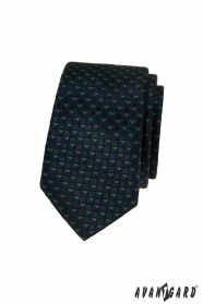 Modrá kravata se zelenými trojúhelníky