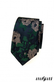 Úzká kravata s barevným květinovým vzorem