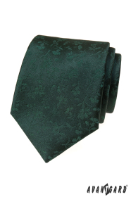 Zelená kravata s květinovým reliéfem