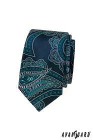 Modrá kravata s paisley vzorem