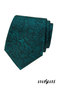 Zelená kravata s černými ornamenty