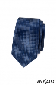 Modrá vzorovaná slim kravata