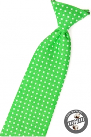 Chlapecká kravata zelená s bílými puntíky