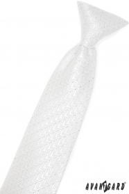 Bílá chlapecká kravata s lesklým vzorem