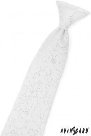 Bílá chlapecká kravata s ornamenty