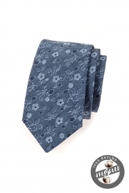 Bavlněná kravata modrá s květinami